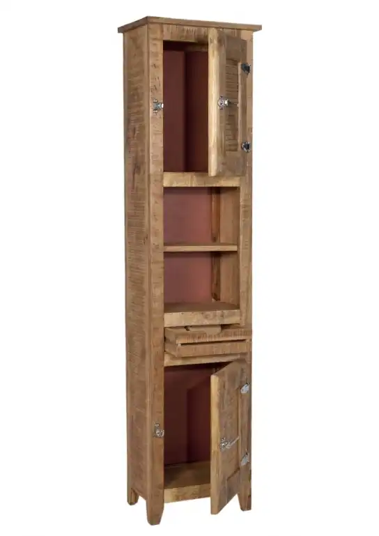 Rustic Ice Box Showcase with 1 Drawer, 2 Open Selves & 2 Doors - popular handicrafts